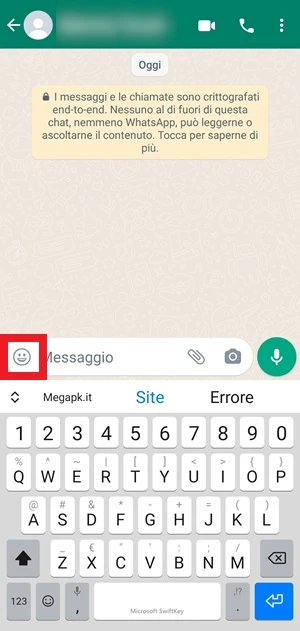 è incorniciata l'icona delle emoji di whatsapp che è visibile in chat