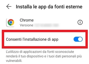 installa app da fonti esterne applicazioni non installate android