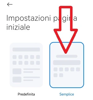 dalla pagina impostazioni pagina iniziale di mi browser è indicata con una freccia rossa la modalità semplice